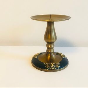Gold Candle Stick w/ Blue Resin Accent